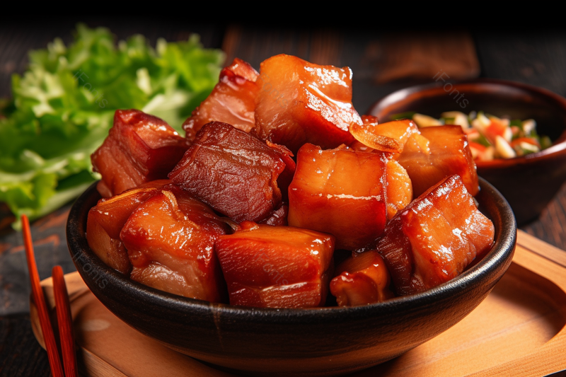 木板桌上放着一大碗红烧肉清晰的摄影图高清的图片电商产品拍摄美食,高清,摄影图,摄影图片,图片大全,摄影图免费下载